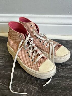 Converse Pink Grid High-Top Sneakers